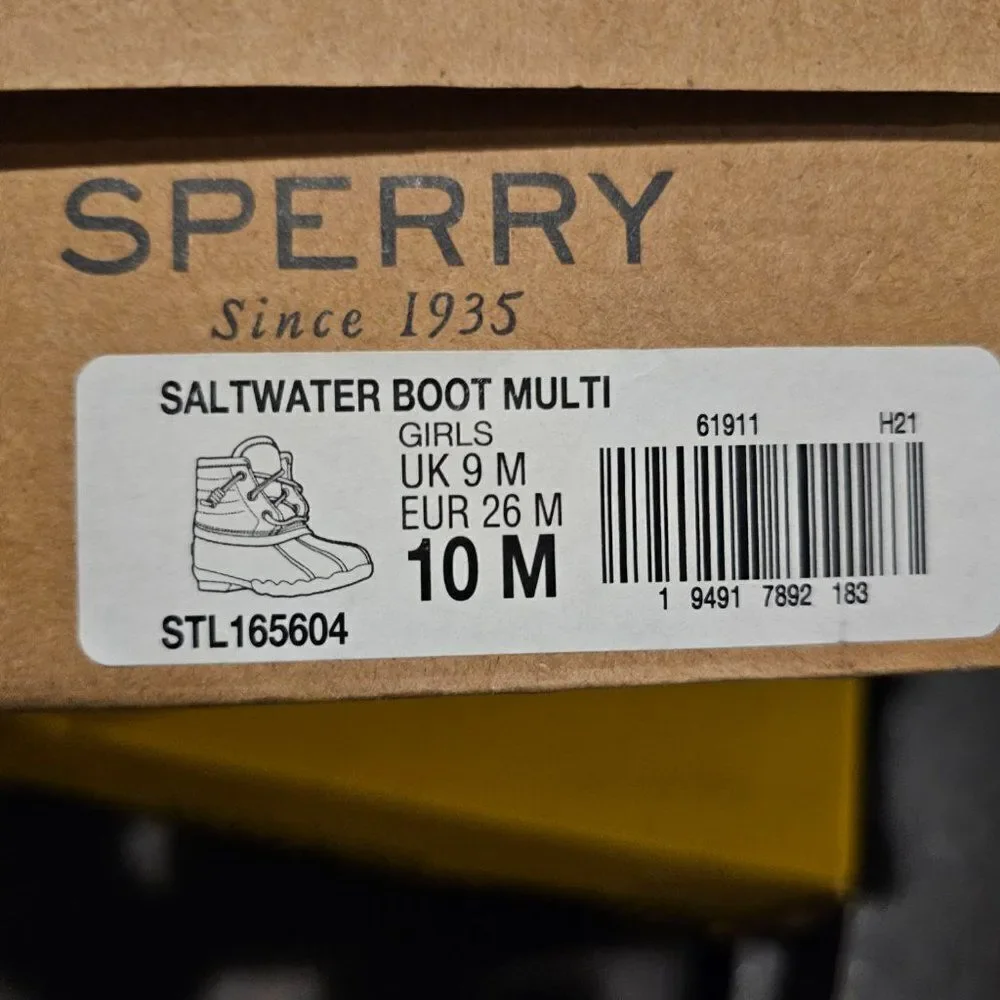 Sperry Top-Sider girls Child Saltwater Multicolor Boot Size 10 (M) NWT